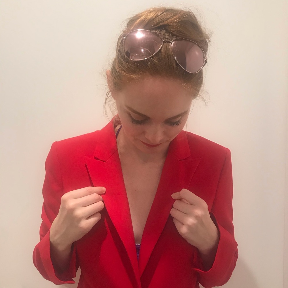 Calvin Klein red suit pants in size 10 AND blazer in size 8.